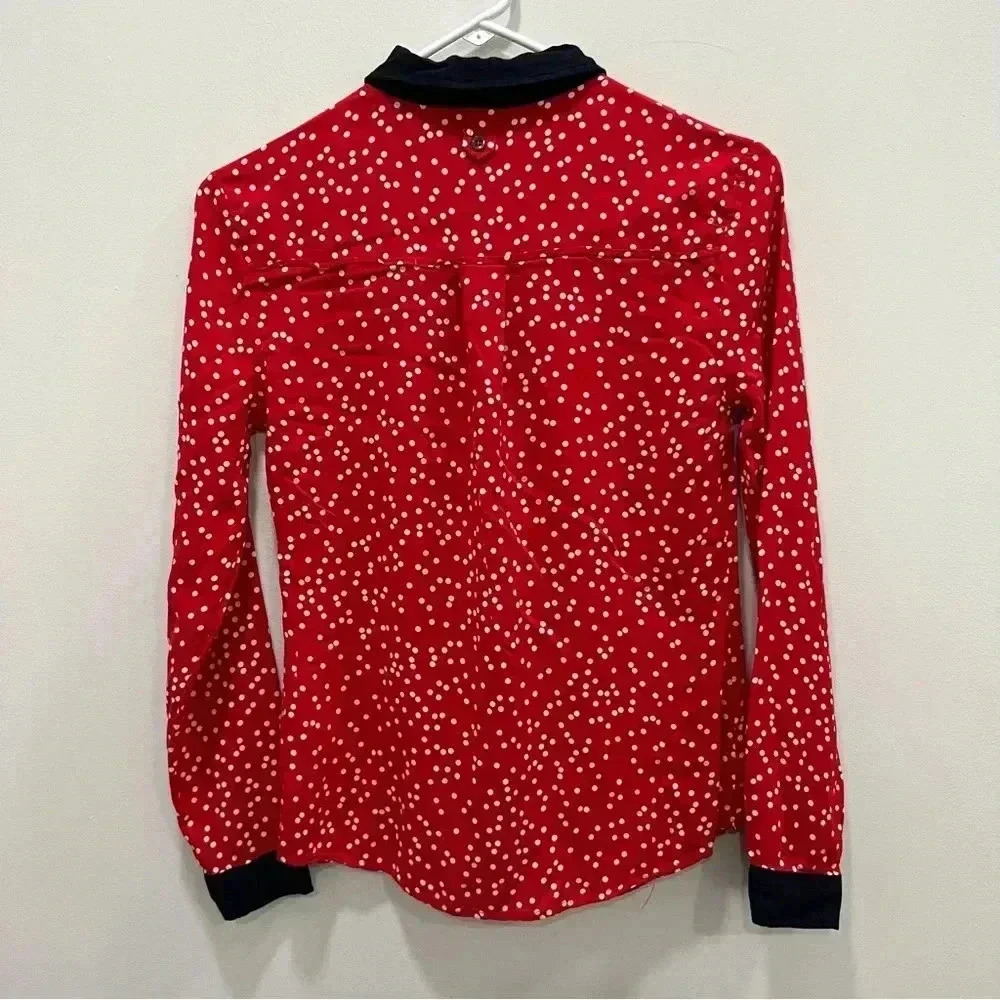 ANTHROPOLOGIE Maeve Polka Dot Bagatelle Blouse Size 0 - Picture 7 of 9